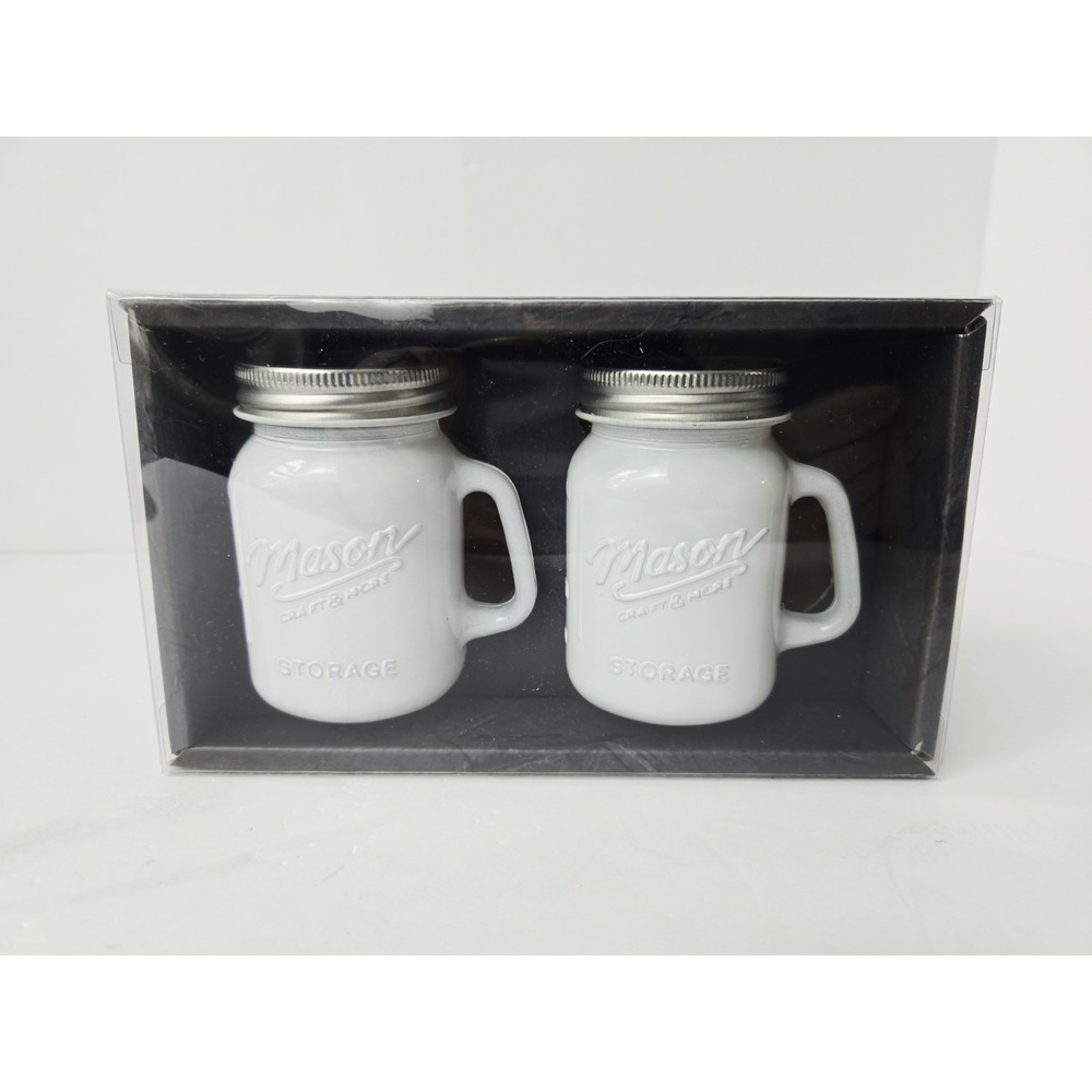 Mason Craft and More Jar Salt and Pepper Shakers NEW white